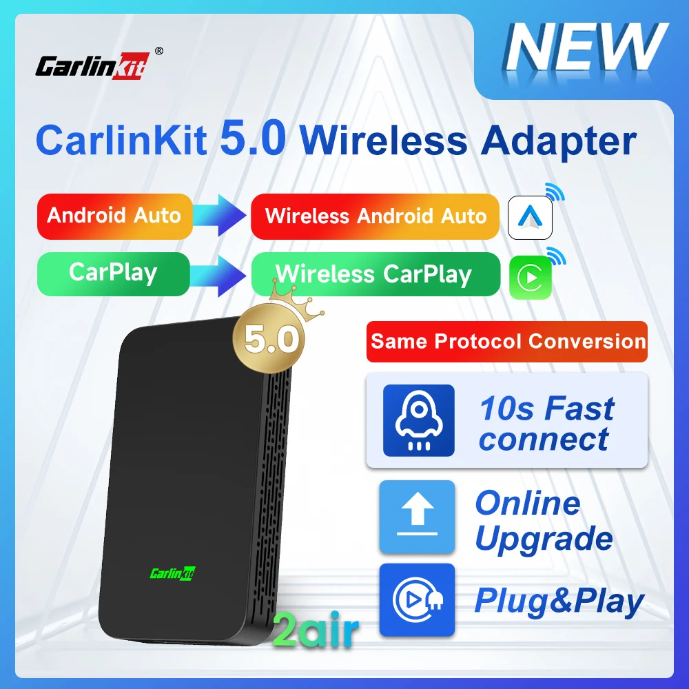 2air Mini5 Pro CarlinKit 5.0 무선 CarPlay 무선 안드로이드 자동 상자 2.4G 및 5.8Ghz WiFi BT 유선 안드로이드 자동 Carplay 자동차에 대한 플러그 앤 플레이 온라인 업그레이드 연결 CarlinKit 4.0