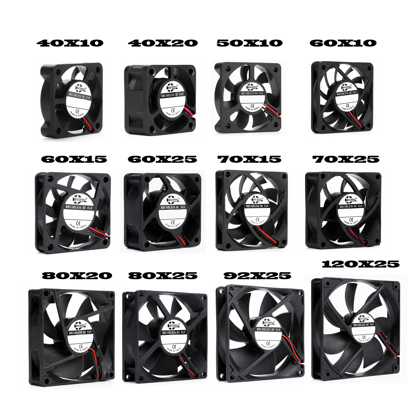 40mm 50mm 60mm 70mm 80mm 92mm 120mm DC 5V 12V 24V 축 냉각 브러시리스 모터 케이스 조용한 팬 2PIN 슬리브 베어링