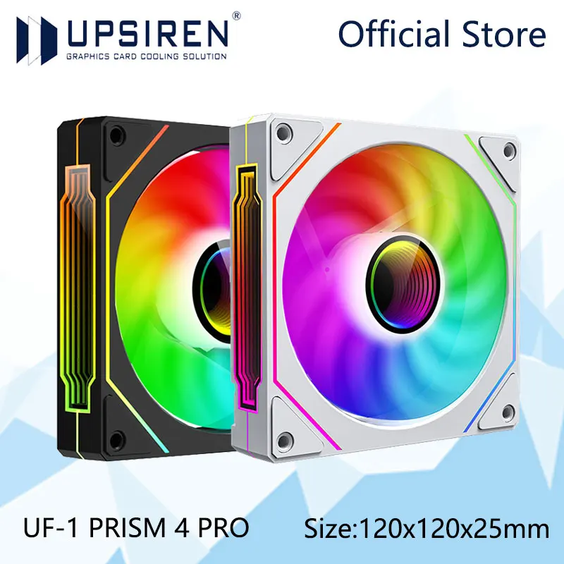 UPSIREN UF-1 PRISM 4 PRO 컴퓨터 섀시 팬 12cm ARGB 4 핀 PWM 조용한 냉각 팬 12V 대용량 풍량 45.2CFM/600-1500RPM
