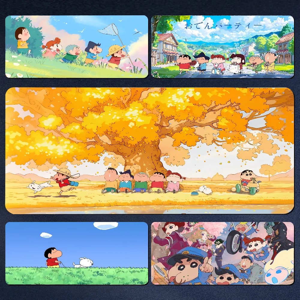 C-Crayon Funny S-Shin-chan 마우스 패드 대형 게임용 마우스 패드 LockEdge 두꺼운 컴퓨터 키보드 테이블 책상 매트