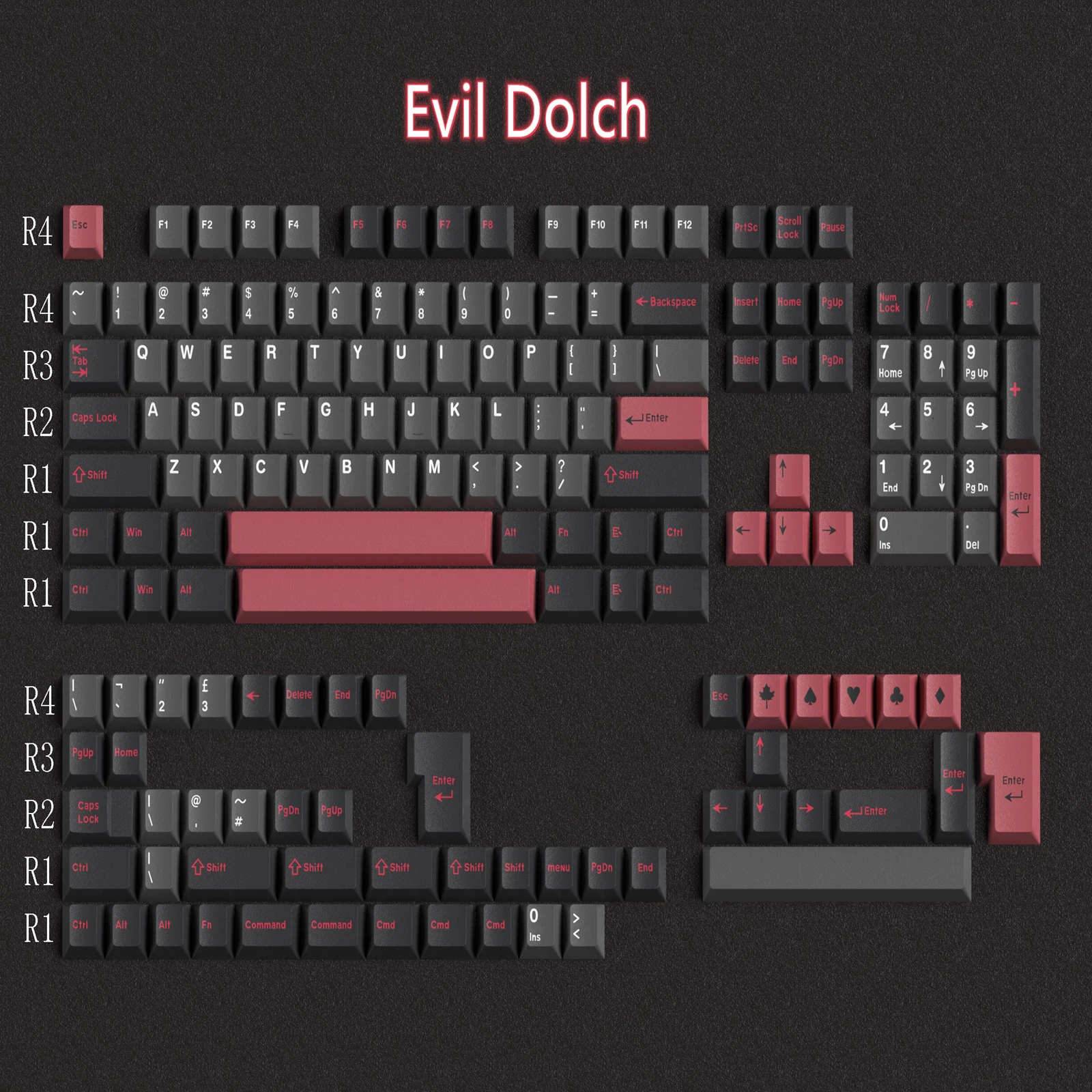 GMK Evil Dolch Keycaps 163 키 ABS 이중 샷 체리 프로필 Keycaps 체리 Gateron MX 스위치 용 세트 기계식 키보드