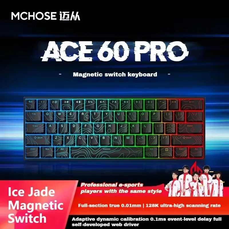 MCHOSE ACE60 Pro 기계식 키보드 마그네틱 스위치 핫 스왑 RGB E-스포츠 FPS 맞춤형 게임용 키보드 Pc 게이머 지연 분노