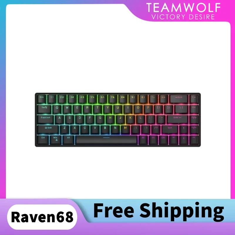 Raven68 8k 유선 자기 축 게임용 키보드 68 키 전체 키 핫 스왑 RGB 백라이트 맞춤형 낮은 대기 시간 유선 게임용 키보드