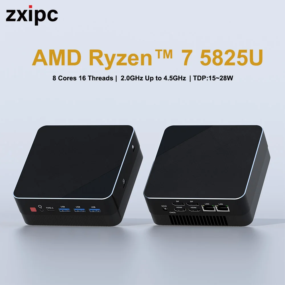ZXIPC AMD Ryzen 7 5800H 7350U R5 5500U 미니 PC DDR4 데스크탑 게임용 컴퓨터 NVMe SSD 2.5G LAN 미니 PC WIFI6 BT5.2 4 디스플레이