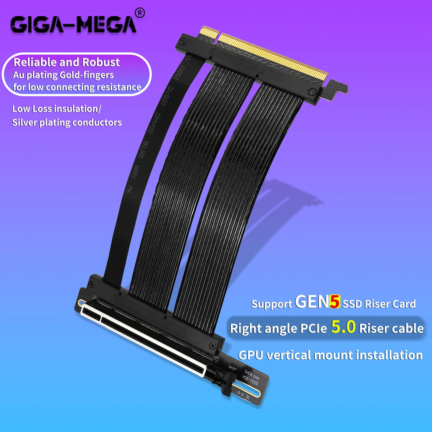 직각 PCIE 5.0 라이저 케이블 Gen 5 GPU 수직 마운트 x16 128GB/s 속도용 미래 증명 | PCIe 4.0 및 WRX80SE와 호환 가능